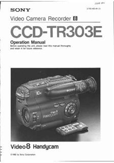 Sony CCD TR 303 E Printed Manual